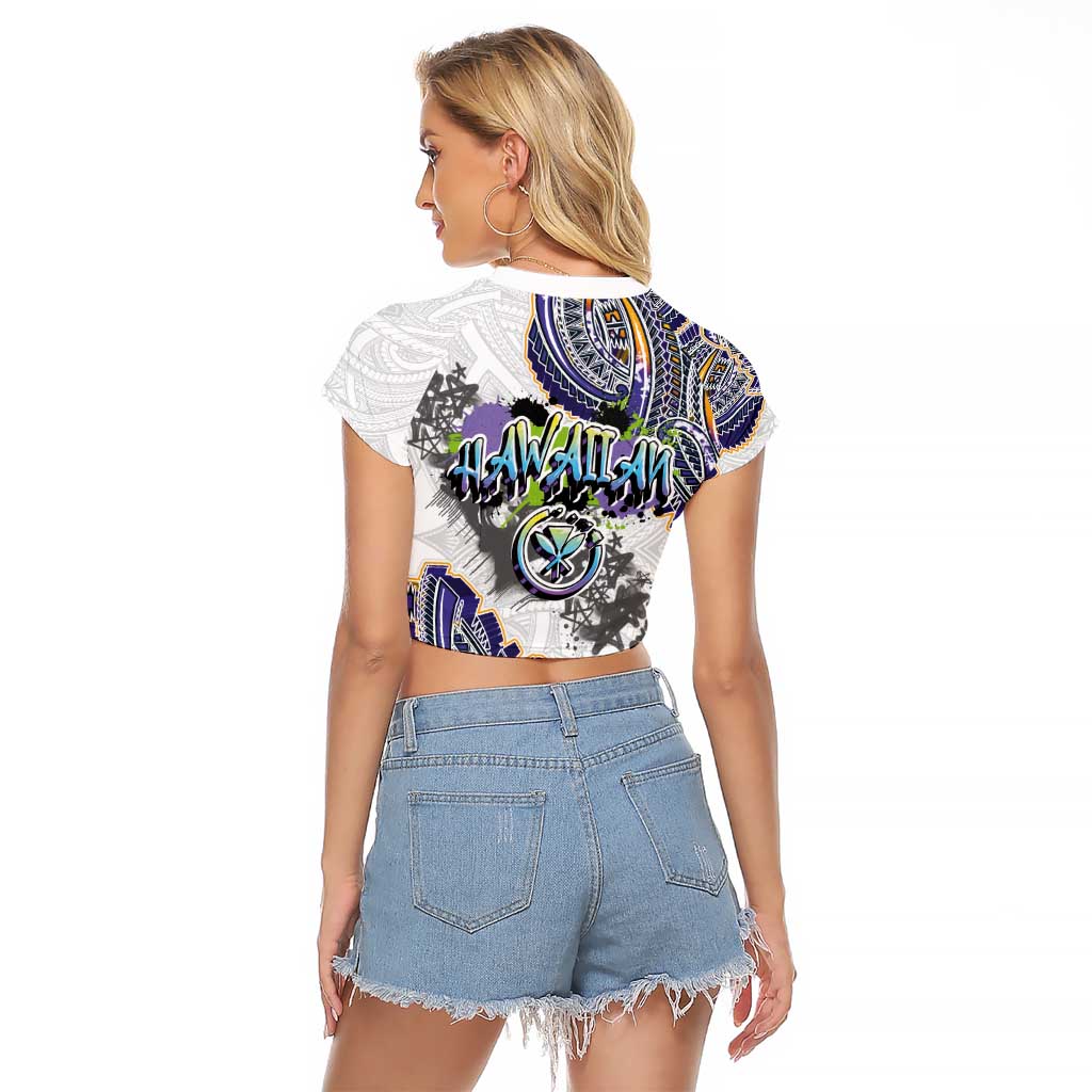 Traditional Art Hawaiian Kakau Tattoos Raglan Cropped T Shirt Graffiti Style - Polynesian Pride