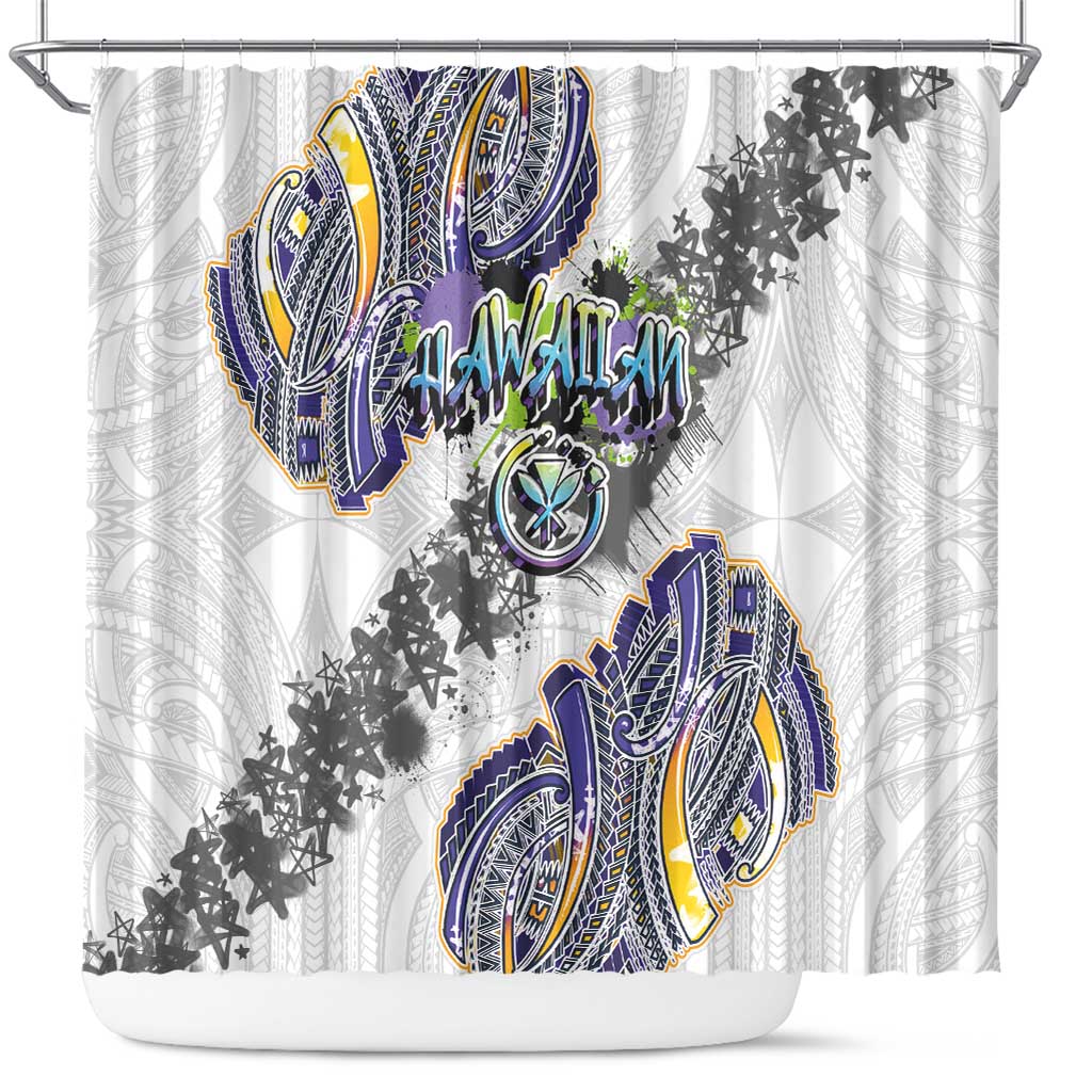 Traditional Art Hawaiian Kakau Tattoos Shower Curtain Graffiti Style - Polynesian Pride