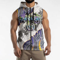 Traditional Art Hawaiian Kakau Tattoos Sleeveless Zip Hoodie Graffiti Style - Polynesian Pride