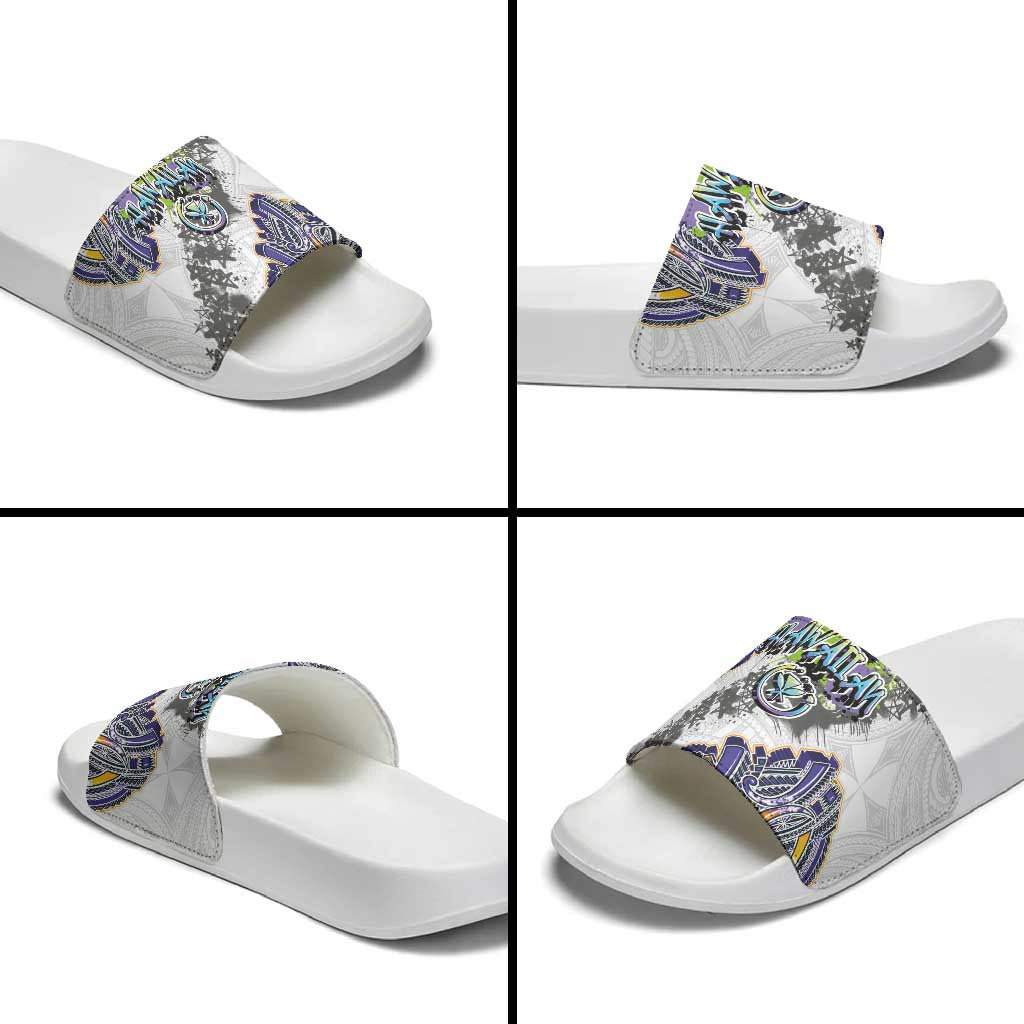 Traditional Art Hawaiian Kakau Tattoos Slide Sandals Graffiti Style LT03 - Polynesian Pride