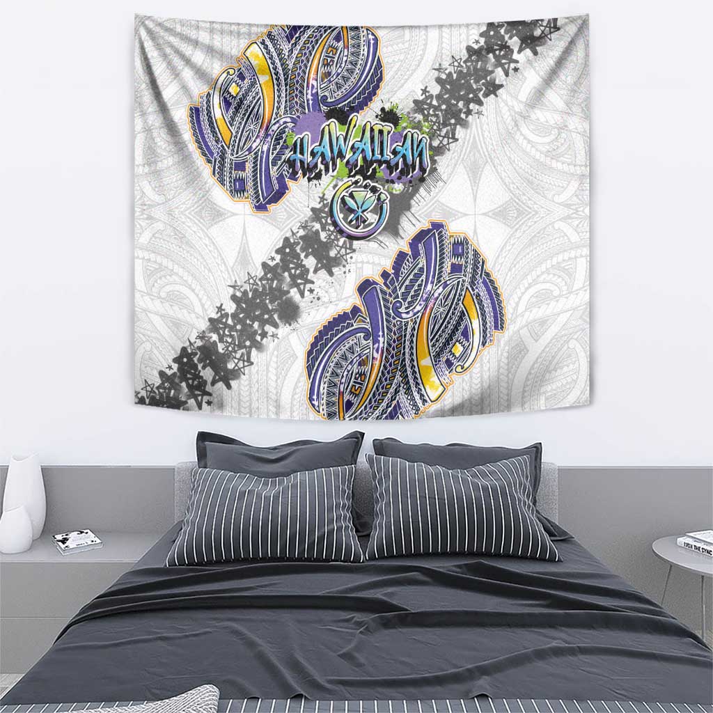 Traditional Art Hawaiian Kakau Tattoos Tapestry Graffiti Style - Polynesian Pride