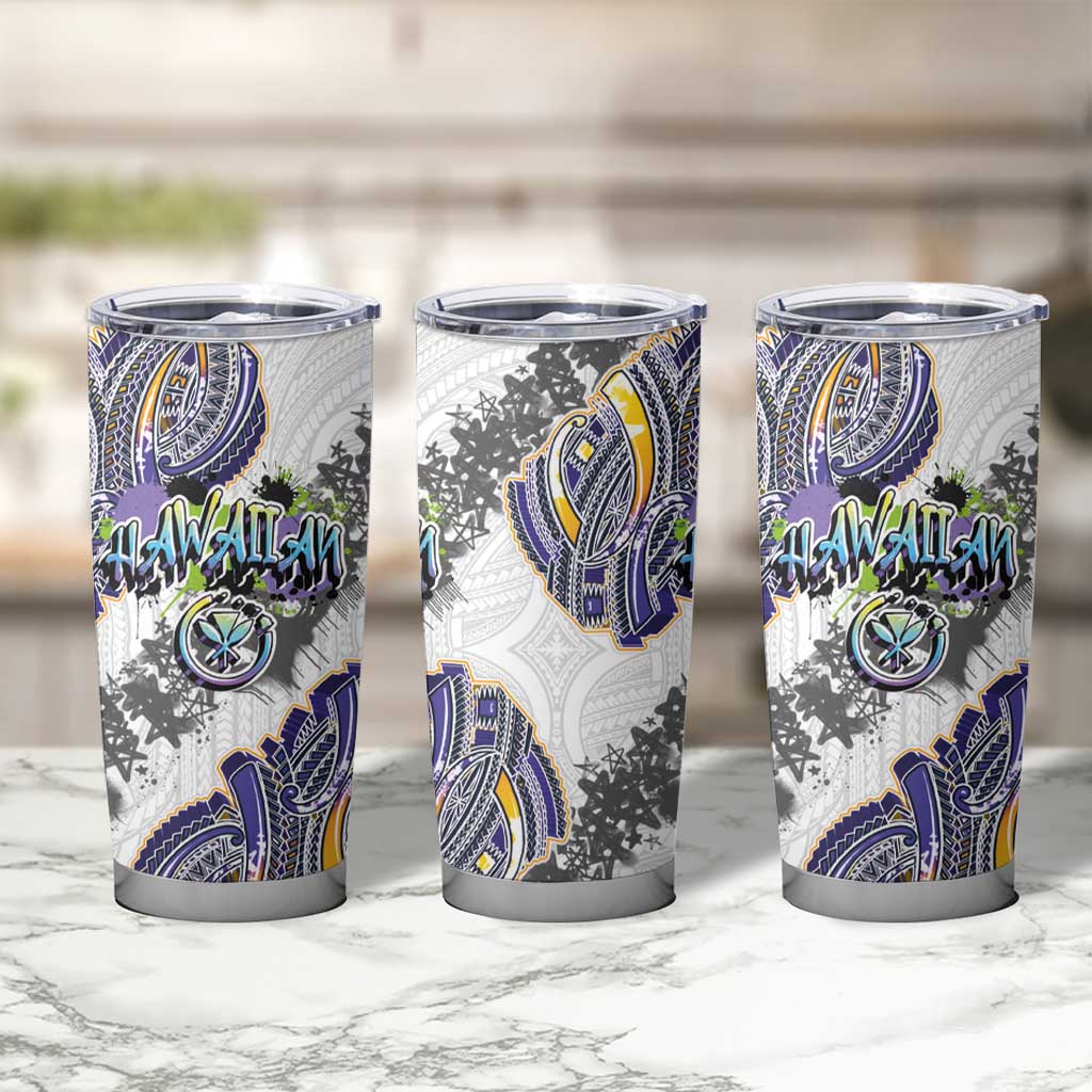 Traditional Art Hawaiian Kakau Tattoos Tumbler Cup Graffiti Style - Polynesian Pride