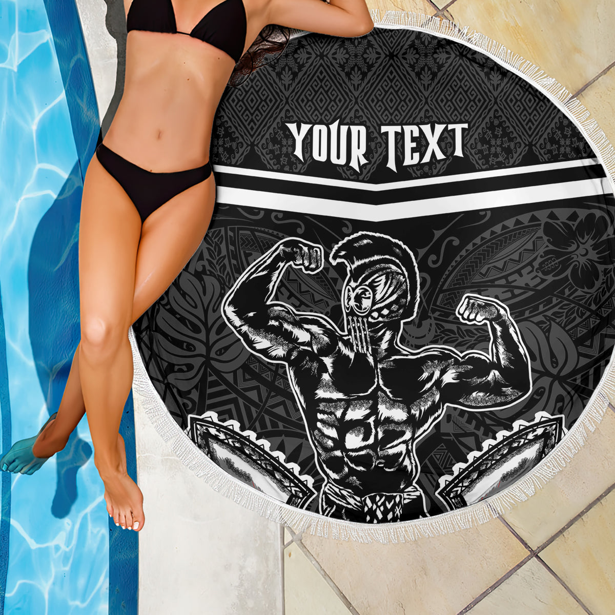 Custom Hawaii Warrior Beach Blanket Kakau Quilt Pattern LT03 - Polynesian Pride