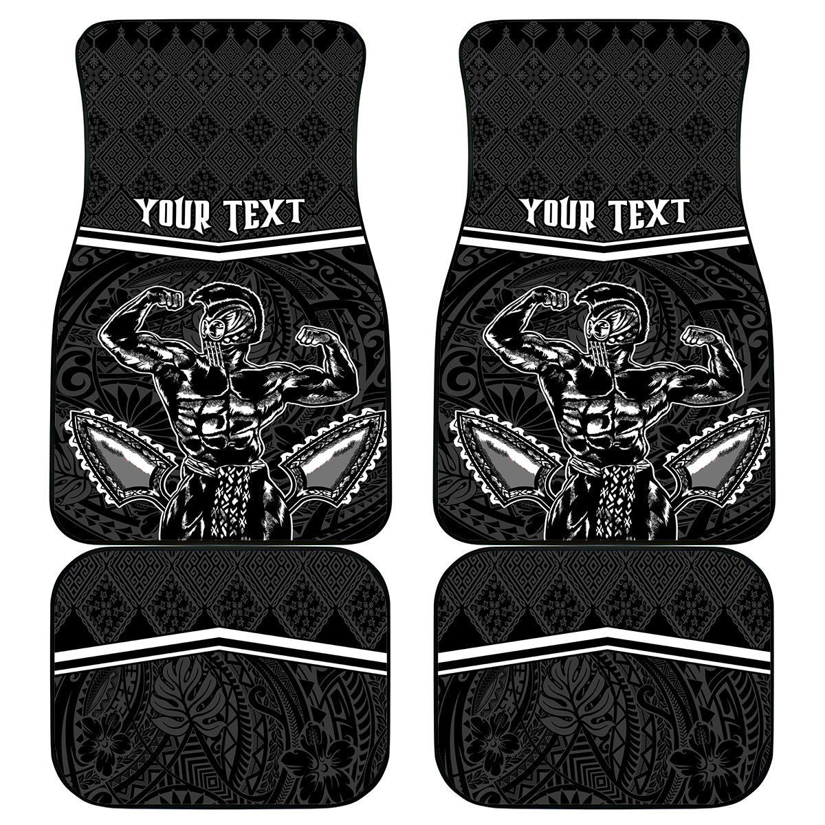 Custom Hawaii Warrior Car Mats Kakau Quilt Pattern LT03 - Polynesian Pride