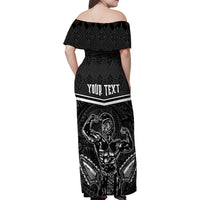 Custom Hawaii Warrior Family Matching Off Shoulder Maxi Dress and Hawaiian Shirt Kakau Quilt Pattern LT03 - Polynesian Pride