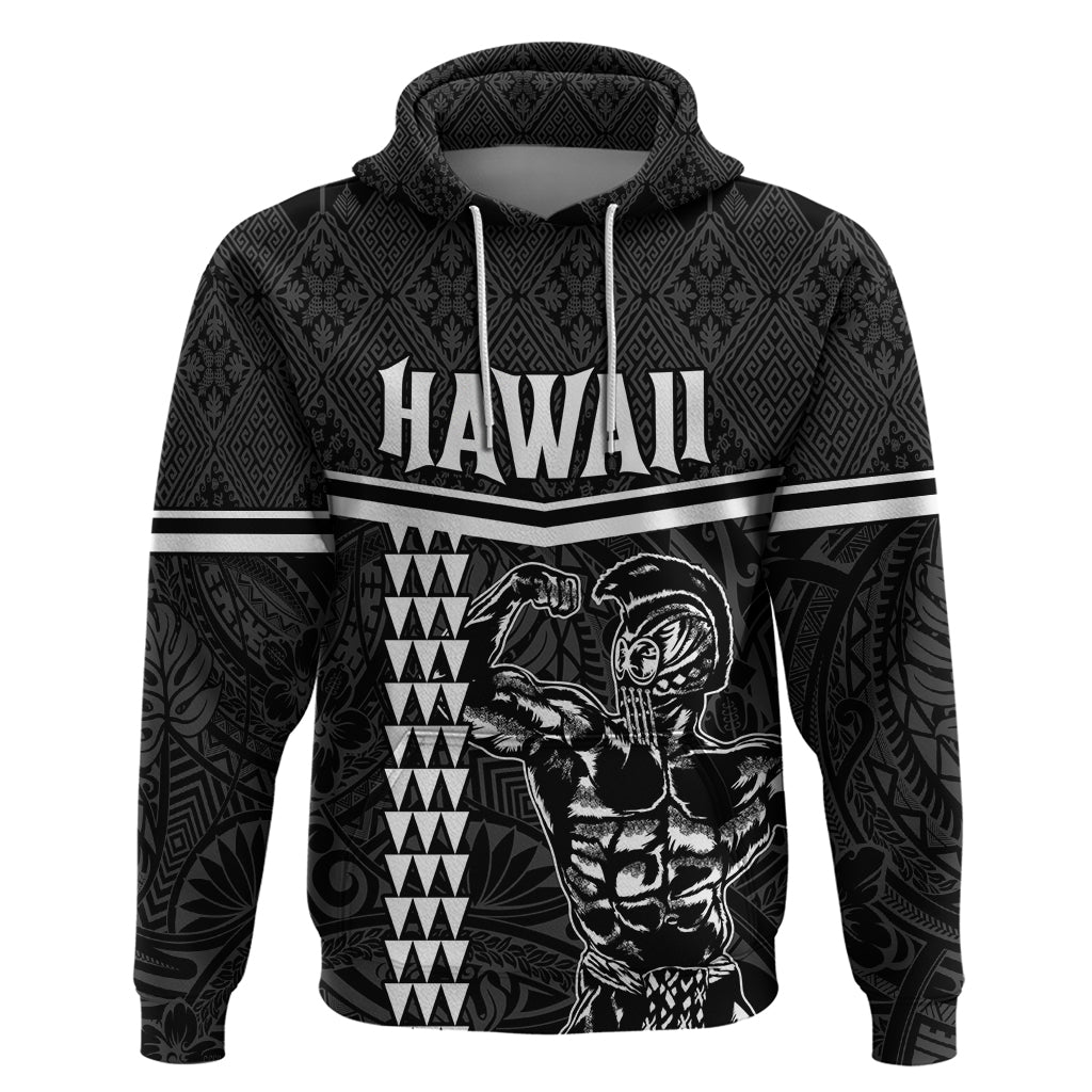 Custom Hawaii Warrior Hoodie Kakau Quilt Pattern LT03 Pullover Hoodie Black - Polynesian Pride