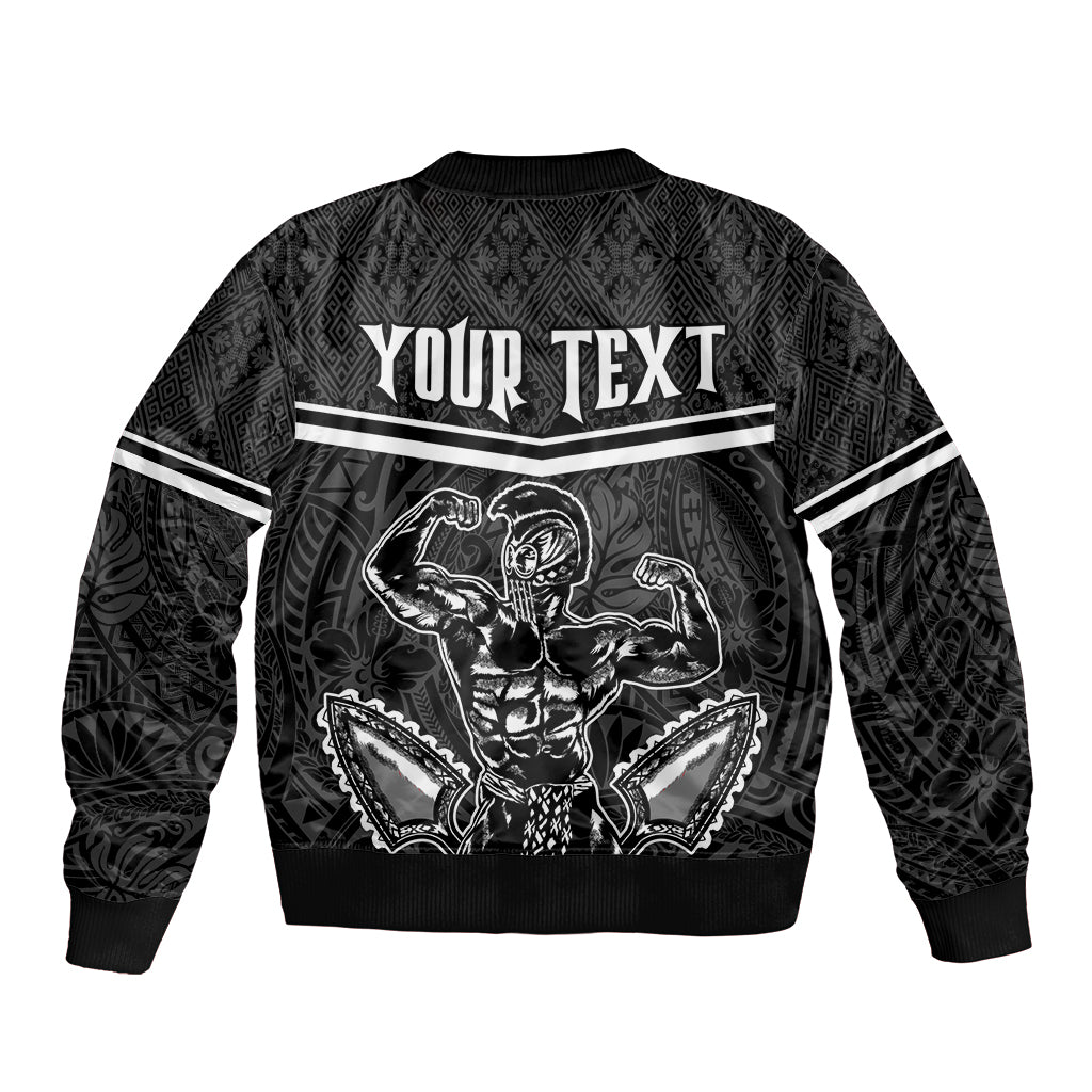 Custom Hawaii Warrior Sleeve Zip Bomber Jacket Kakau Quilt Pattern LT03 - Polynesian Pride