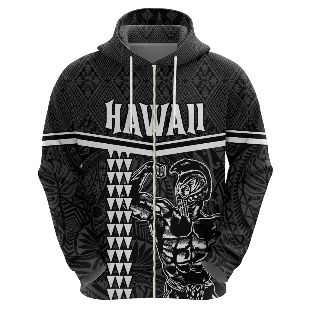 Custom Hawaii Warrior Zip Hoodie Kakau Quilt Pattern LT03 - Polynesian Pride