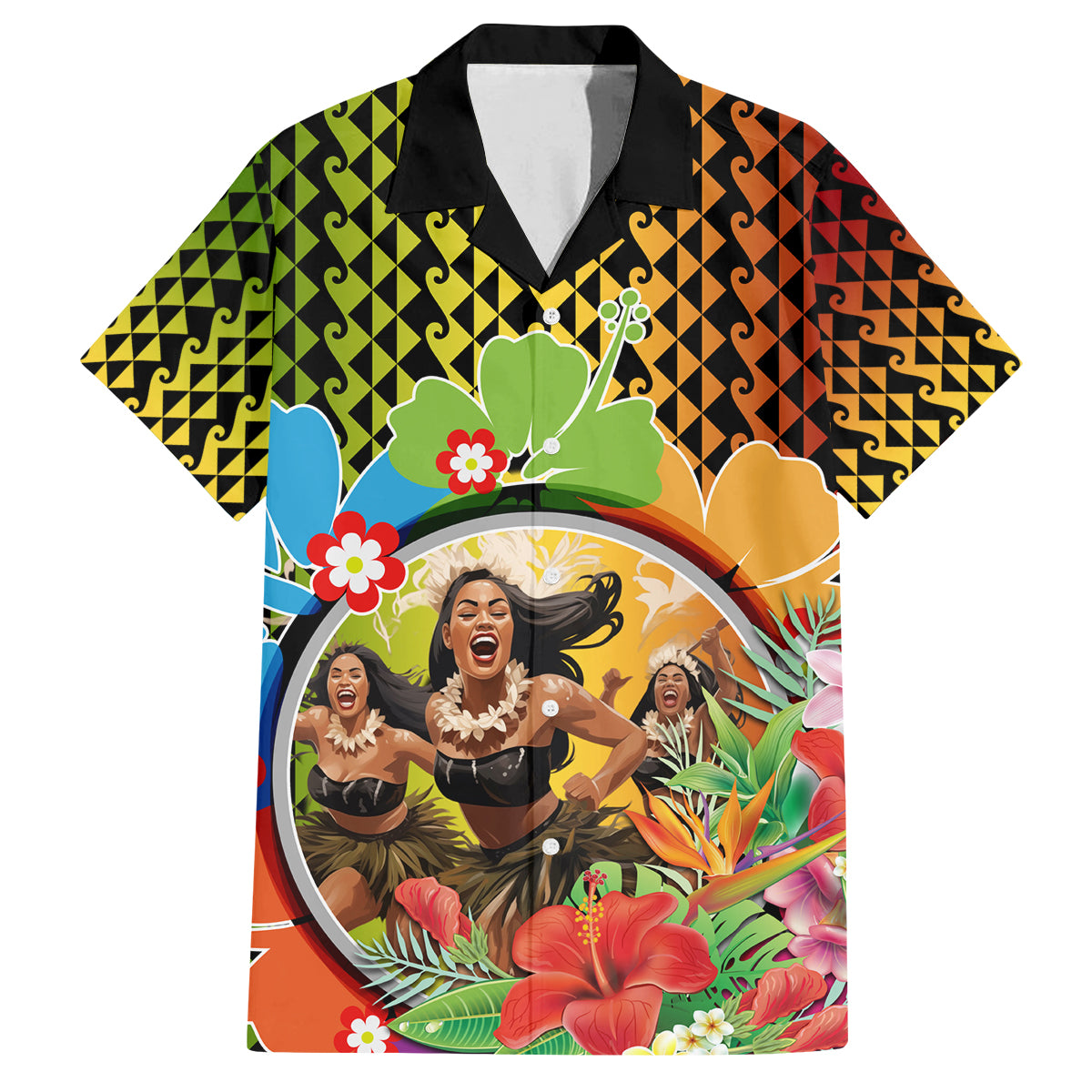 Hawaii Womens Day Wahine Family Matching Off Shoulder Long Sleeve Dress and Hawaiian Shirt Strong Beautiful Woman with Kakau Style LT03 Dad's Shirt - Short Sleeve Red - Polynesian Pride