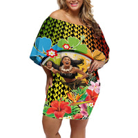 Hawaii Womens Day Wahine Off Shoulder Short Dress Strong Beautiful Woman with Kakau Style LT03 Women Red - Polynesian Pride