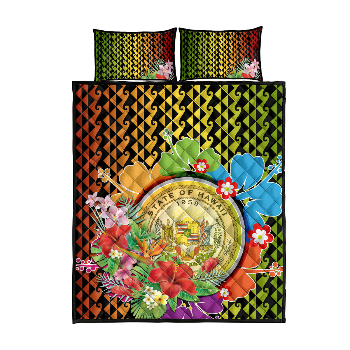 Hawaii Womens Day Wahine Quilt Bed Set Strong Beautiful Woman with Kakau Style LT03 - Polynesian Pride
