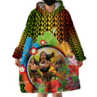 Hawaii Womens Day Wahine Wearable Blanket Hoodie Strong Beautiful Woman with Kakau Style LT03 - Polynesian Pride