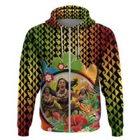 Hawaii Womens Day Wahine Zip Hoodie Strong Beautiful Woman with Kakau Style LT03 Zip Hoodie Red - Polynesian Pride