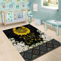 Flores de Mayo and Filipino Fiesta Area Rug The Sun-Jasmine and Polynesian Yakan Tattoo Barong Style