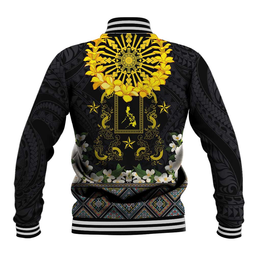 Flores de Mayo and Filipino Fiesta Baseball Jacket The Sun-Jasmine and Polynesian Yakan Tattoo Barong Style