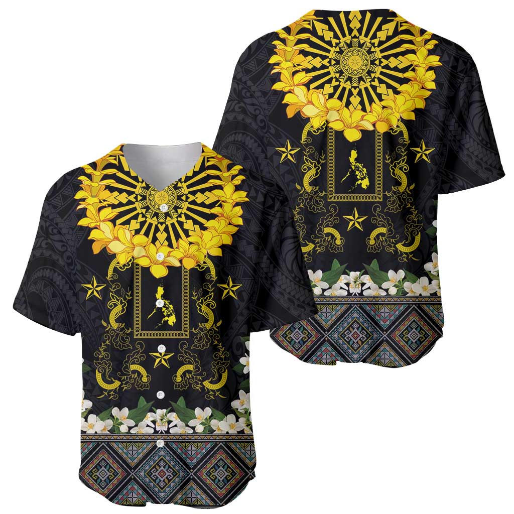 Flores de Mayo and Filipino Fiesta Baseball Jersey The Sun-Jasmine and Polynesian Yakan Tattoo Barong Style