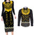 Flores de Mayo and Filipino Fiesta Couples Matching Long Sleeve Bodycon Dress and Long Sleeve Button Shirt The Sun-Jasmine and Polynesian Yakan Tattoo Barong Style