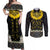 Flores de Mayo and Filipino Fiesta Couples Matching Off Shoulder Maxi Dress and Long Sleeve Button Shirt The Sun-Jasmine and Polynesian Yakan Tattoo Barong Style