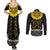 Flores de Mayo and Filipino Fiesta Couples Matching Summer Maxi Dress and Long Sleeve Button Shirt The Sun-Jasmine and Polynesian Yakan Tattoo Barong Style