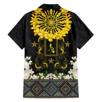 Flores de Mayo and Filipino Fiesta Family Matching Off Shoulder Maxi Dress and Hawaiian Shirt The Sun-Jasmine and Polynesian Yakan Tattoo Barong Style