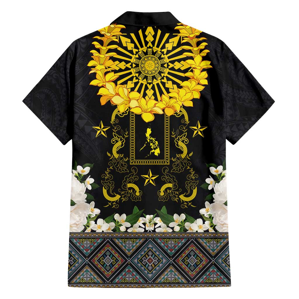 Flores de Mayo and Filipino Fiesta Family Matching Puletasi and Hawaiian Shirt The Sun-Jasmine and Polynesian Yakan Tattoo Barong Style