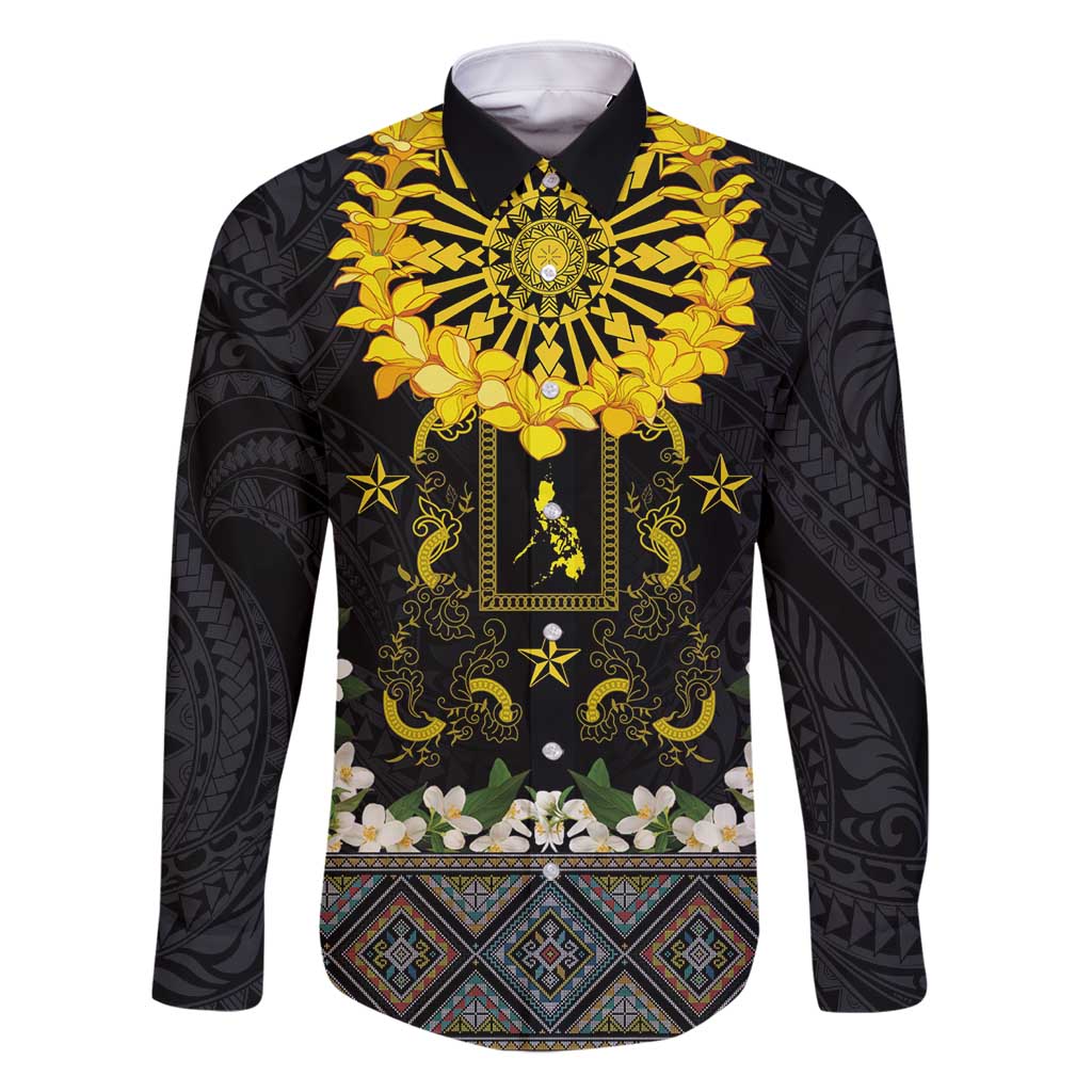 Flores de Mayo and Filipino Fiesta Family Matching Summer Maxi Dress and Hawaiian Shirt The Sun-Jasmine and Polynesian Yakan Tattoo Barong Style