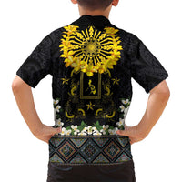 Flores de Mayo and Filipino Fiesta Family Matching Tank Maxi Dress and Hawaiian Shirt The Sun-Jasmine and Polynesian Yakan Tattoo Barong Style