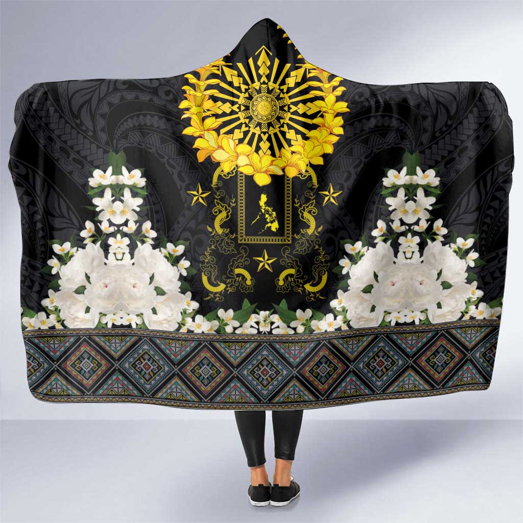 Flores de Mayo and Filipino Fiesta Hooded Blanket The Sun-Jasmine and Polynesian Yakan Tattoo Barong Style