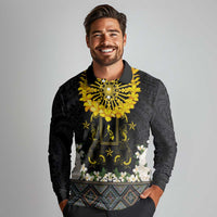 Flores de Mayo and Filipino Fiesta Long Sleeve Polo Shirt The Sun-Jasmine and Polynesian Yakan Tattoo Barong Style