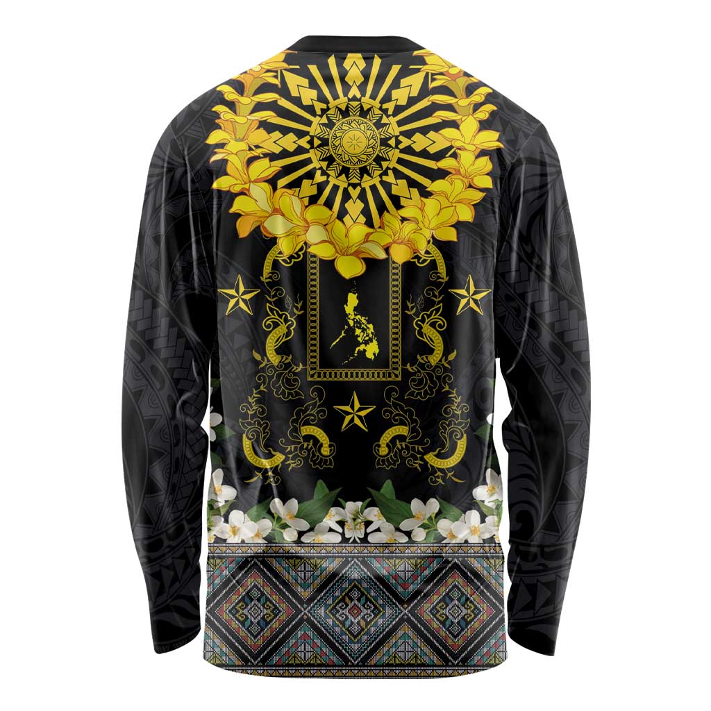 Flores de Mayo and Filipino Fiesta Long Sleeve Shirt The Sun-Jasmine and Polynesian Yakan Tattoo Barong Style