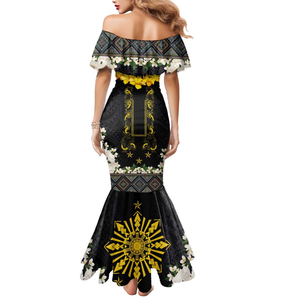 Flores de Mayo and Filipino Fiesta Mermaid Dress The Sun-Jasmine and Polynesian Yakan Tattoo Barong Style