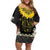 Flores de Mayo and Filipino Fiesta Off Shoulder Short Dress The Sun-Jasmine and Polynesian Yakan Tattoo Barong Style