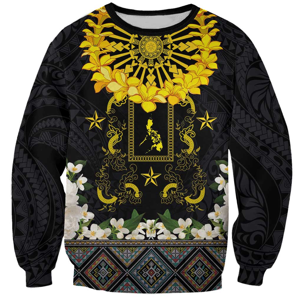 Flores de Mayo and Filipino Fiesta Sweatshirt The Sun-Jasmine and Polynesian Yakan Tattoo Barong Style