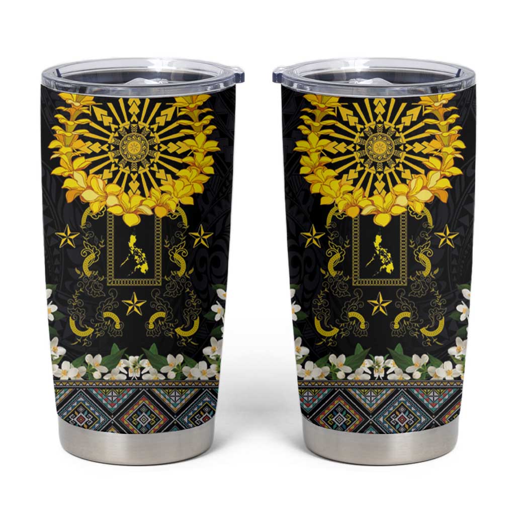 Flores de Mayo and Filipino Fiesta Tumbler Cup The Sun-Jasmine and Polynesian Yakan Tattoo Barong Style