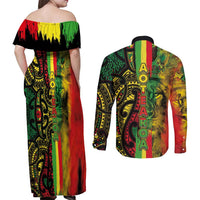 Aotearoa Reggae Couples Matching Off Shoulder Maxi Dress and Long Sleeve Button Shirt Maori Reggae-One Love LT03 - Polynesian Pride