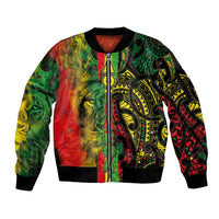 Aotearoa Reggae Sleeve Zip Bomber Jacket Maori Reggae-One Love