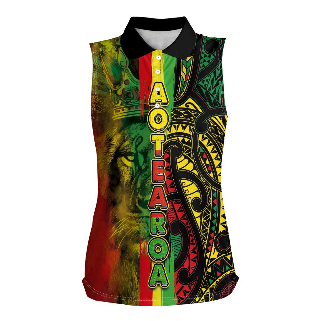 Aotearoa Reggae Women Sleeveless Polo Shirt Maori Reggae-One Love