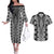 Aotearoa Tukutuku and Poutama Motif Classic Couples Matching Off The Shoulder Long Sleeve Dress and Hawaiian Shirt