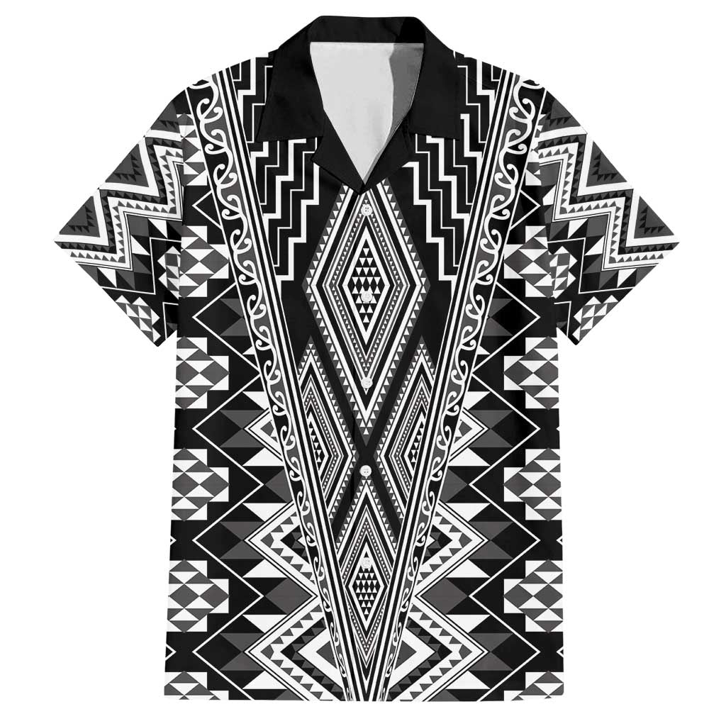Aotearoa Tukutuku and Poutama Motif Classic Family Matching Off Shoulder Maxi Dress and Hawaiian Shirt