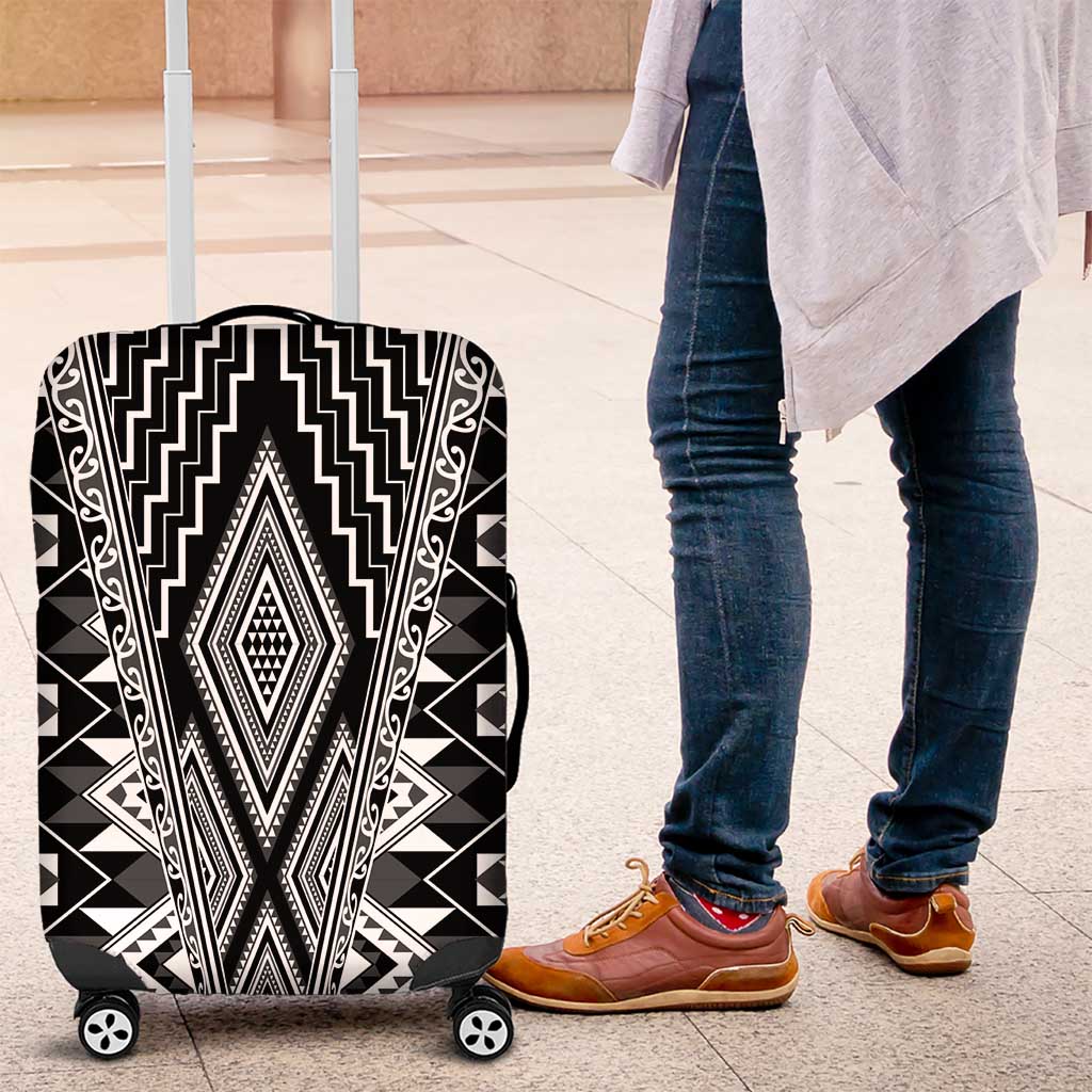 Aotearoa Tukutuku and Poutama Motif Classic Luggage Cover LT03 Gray - Polynesian Pride