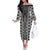 Aotearoa Tukutuku and Poutama Motif Classic Off The Shoulder Long Sleeve Dress