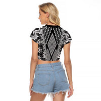 Aotearoa Tukutuku and Poutama Motif Classic Raglan Cropped T Shirt