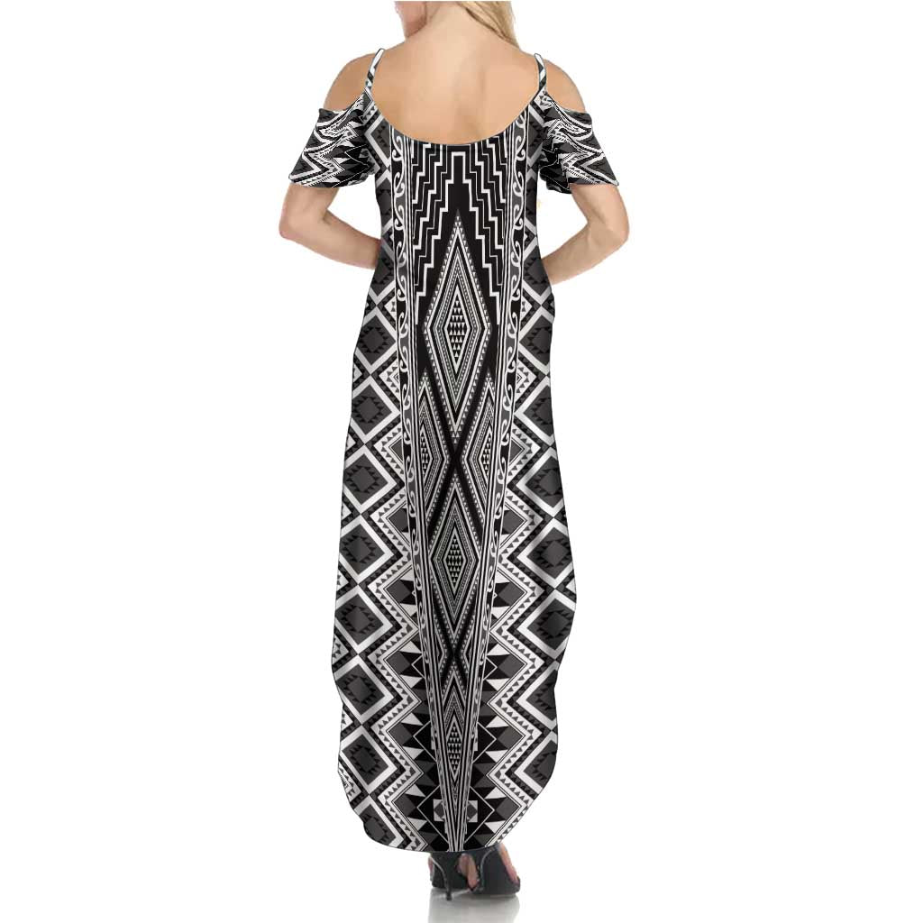 Aotearoa Tukutuku and Poutama Motif Classic Summer Maxi Dress