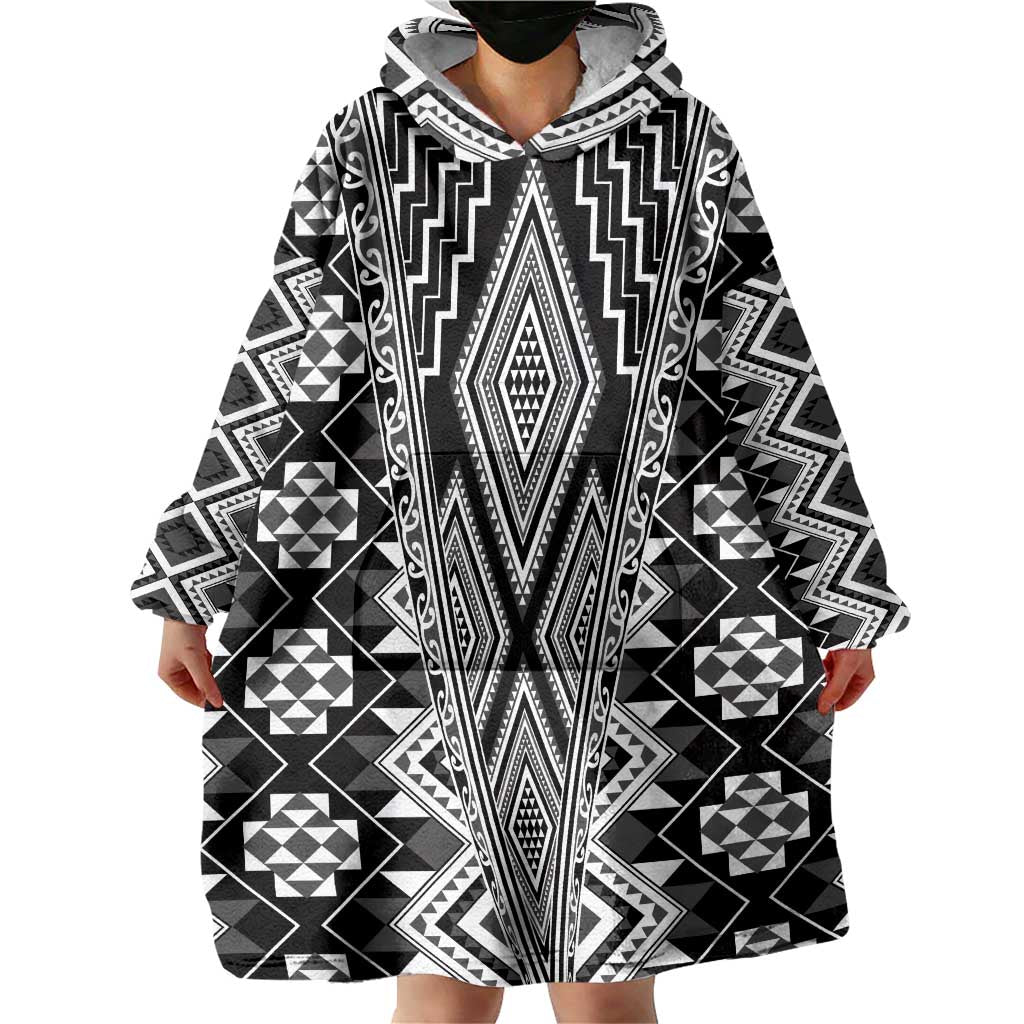 Aotearoa Tukutuku and Poutama Motif Classic Wearable Blanket Hoodie