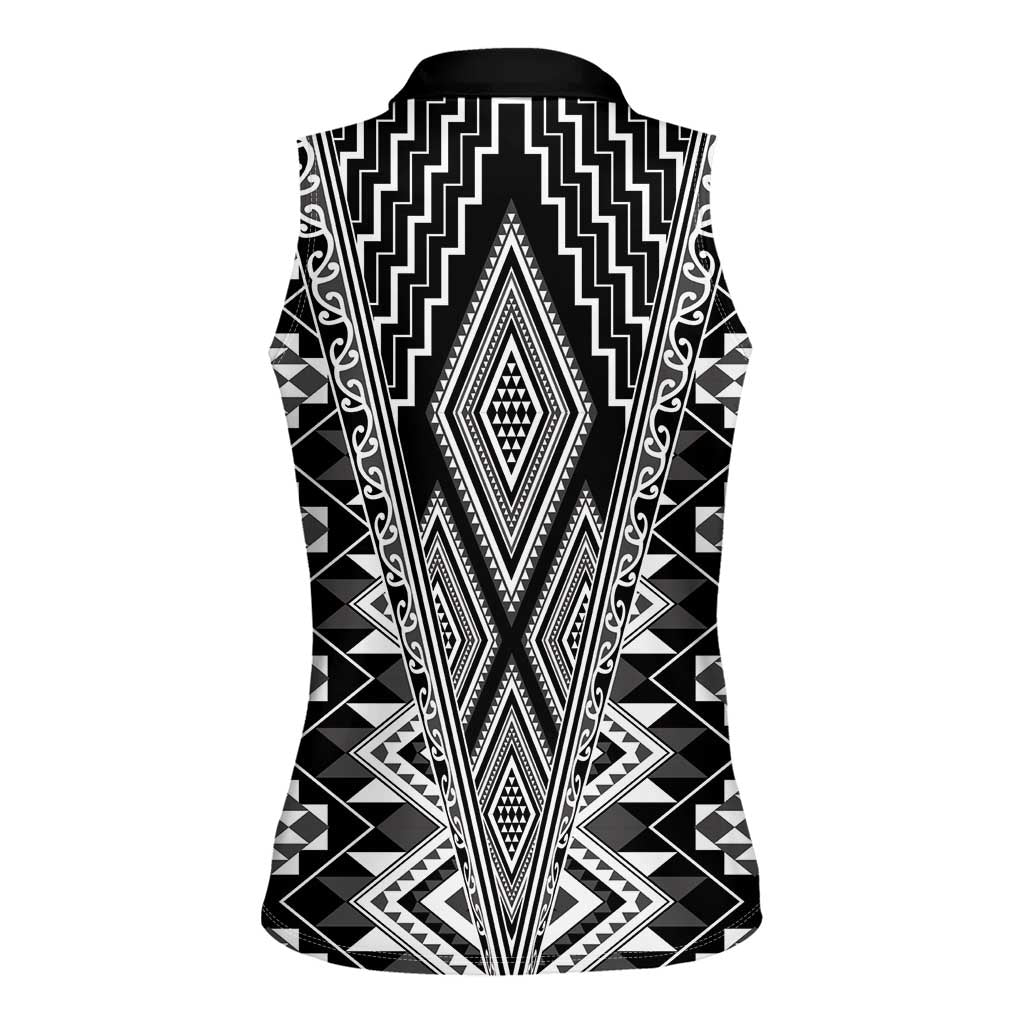 Aotearoa Tukutuku and Poutama Motif Classic Women Sleeveless Polo Shirt