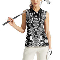 Aotearoa Tukutuku and Poutama Motif Classic Women Sleeveless Polo Shirt