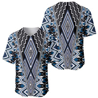 Blue Aotearoa Tukutuku and Poutama Motif Baseball Jersey