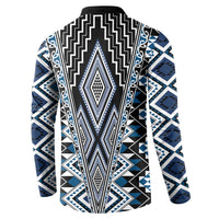 Blue Aotearoa Tukutuku and Poutama Motif Button Sweatshirt