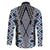 Blue Aotearoa Tukutuku and Poutama Motif Family Matching Off The Shoulder Long Sleeve Dress and Hawaiian Shirt