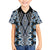 Blue Aotearoa Tukutuku and Poutama Motif Family Matching Off The Shoulder Long Sleeve Dress and Hawaiian Shirt